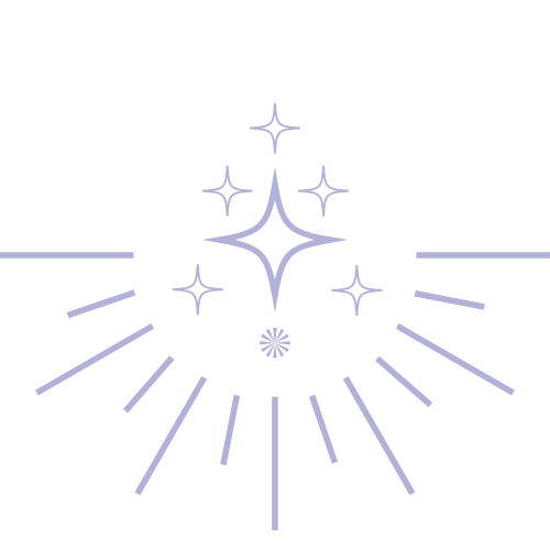 High Priestess Marketing Mentorship 24 A symmetrical design with five star shapes radiating lines and a small central circle, reminiscent of a digital marketing logo.