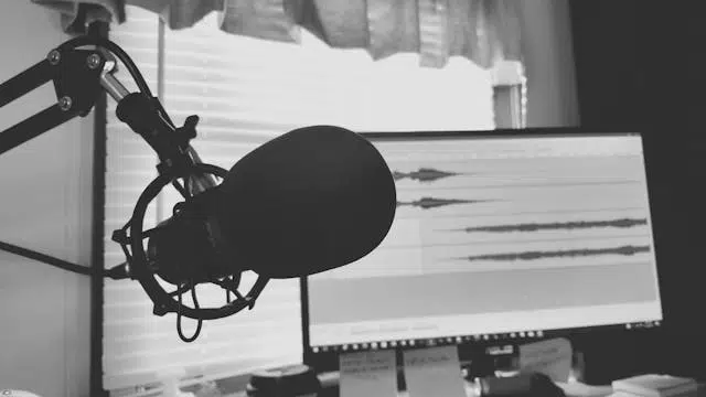 Amplify Your Reach: The Power of Podcast Marketing 34 podcast marketing podcast recording with black microphone