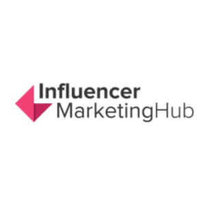 Logo of Influencer Marketing Hub with a pink arrow pointing left, beside the text "Influencer Marketing Hub" on a white background, embodying the essence of digital marketing.