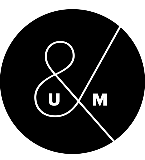 Black background with a stylised white ampersand. The letters "U" and "M" are placed inside the loops of the ampersand, creating a modern symbol for digital marketing.